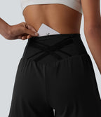 Short de yoga 2-en-1 SoftlyZero™ Airy taille haute dos croisé effet frais InstantCool avec poche