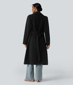 Manteau polaire long ceinturé manches longues avec poches