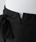 Pantalon Grande Taille à Jambe Large et Taille Haute avec Liens Latéraux et Fermeture Éclair Invisible