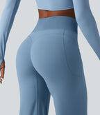 Pantalon de yoga droit Halara UltraSculpt™ taille haute gainant avec effet scrunch et poches