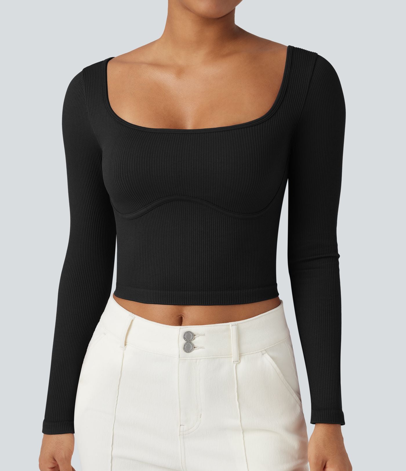Haut de sport yoga col U à manches longues sans couture OneForm Seamless Flow