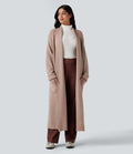 Cardigan long tailleur manches longues avec poches