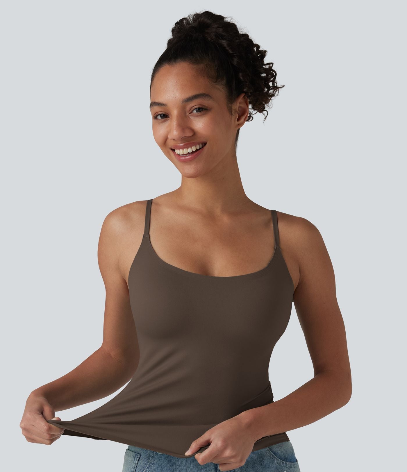 Débardeur décontracté à col rond et soutien-gorge intégré, bonnets BE