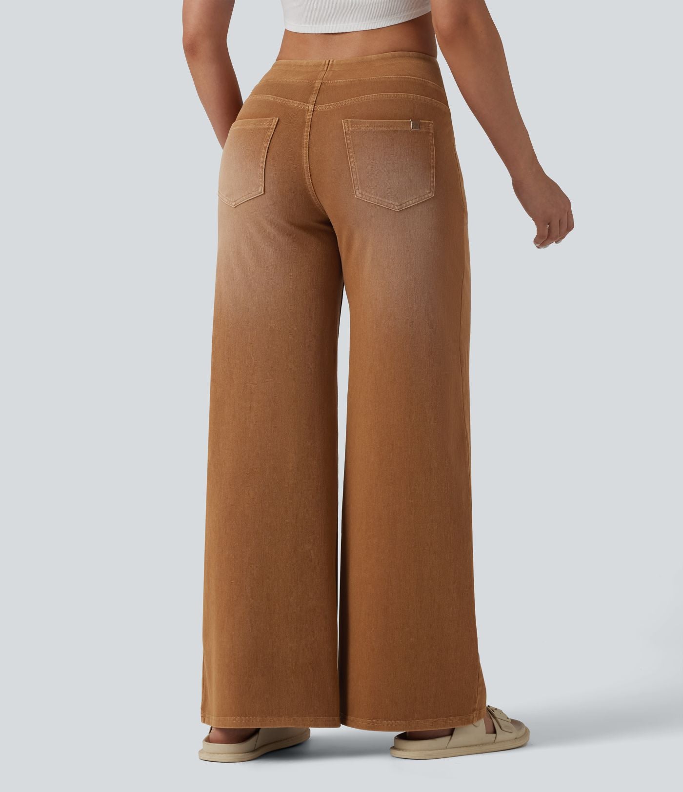 Halara Flex™ Jean large coloré délavé taille haute avec poches