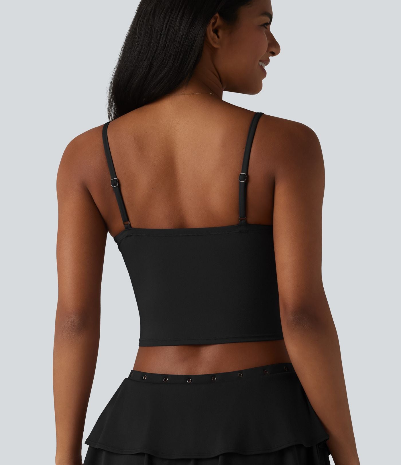 Débardeur court décontracté SoftlyZero™ à bretelles ajustables et œillets, avec brassière intégrée et effet frais InstantCool