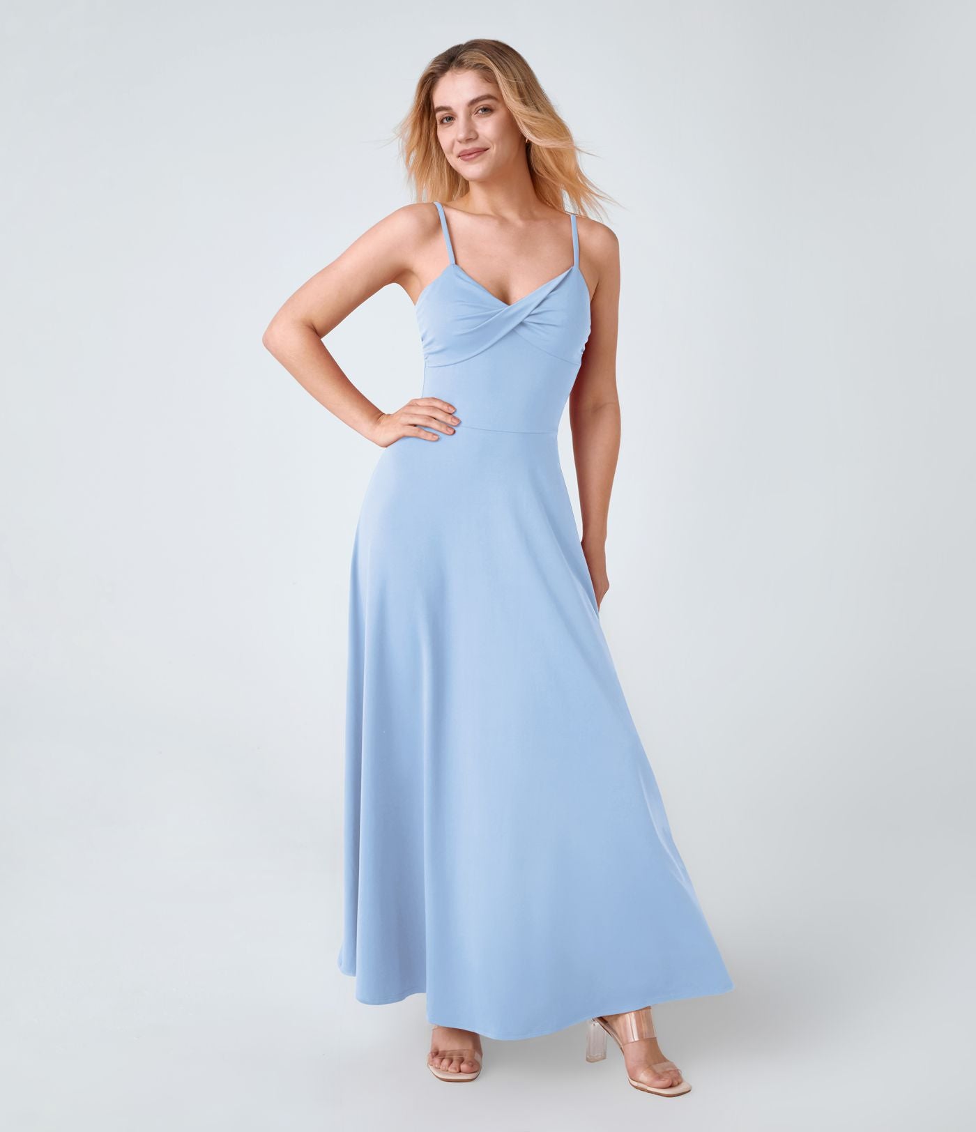 Robe de Vacances Fluide Bretelles Réglables Dos en U Torsadé Évas