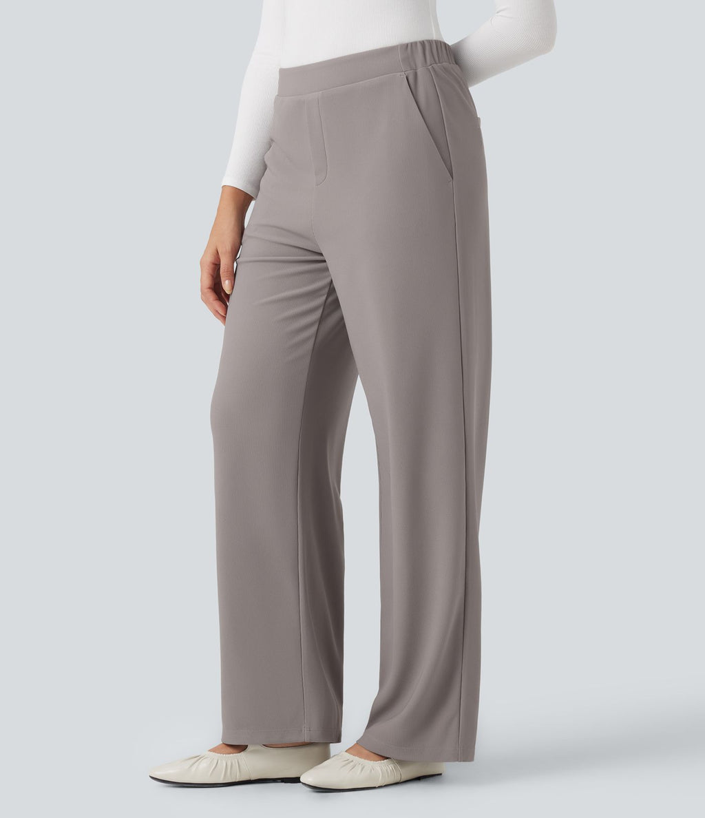 Pantalon tailleur baggy gaufré Halara Flex™ taille haute avec poches
