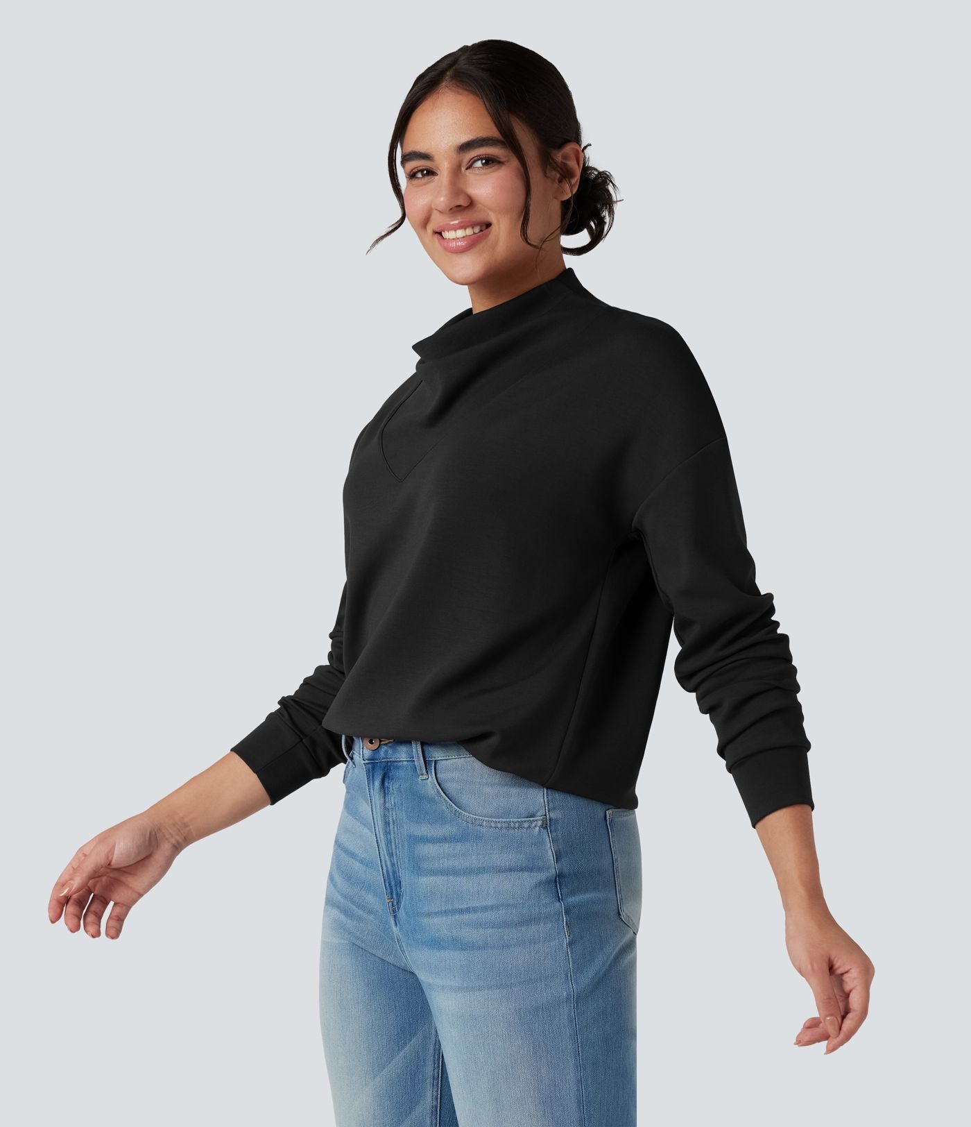 Sweat-shirt décontracté SpacerTek™ col bénitier et manches longues