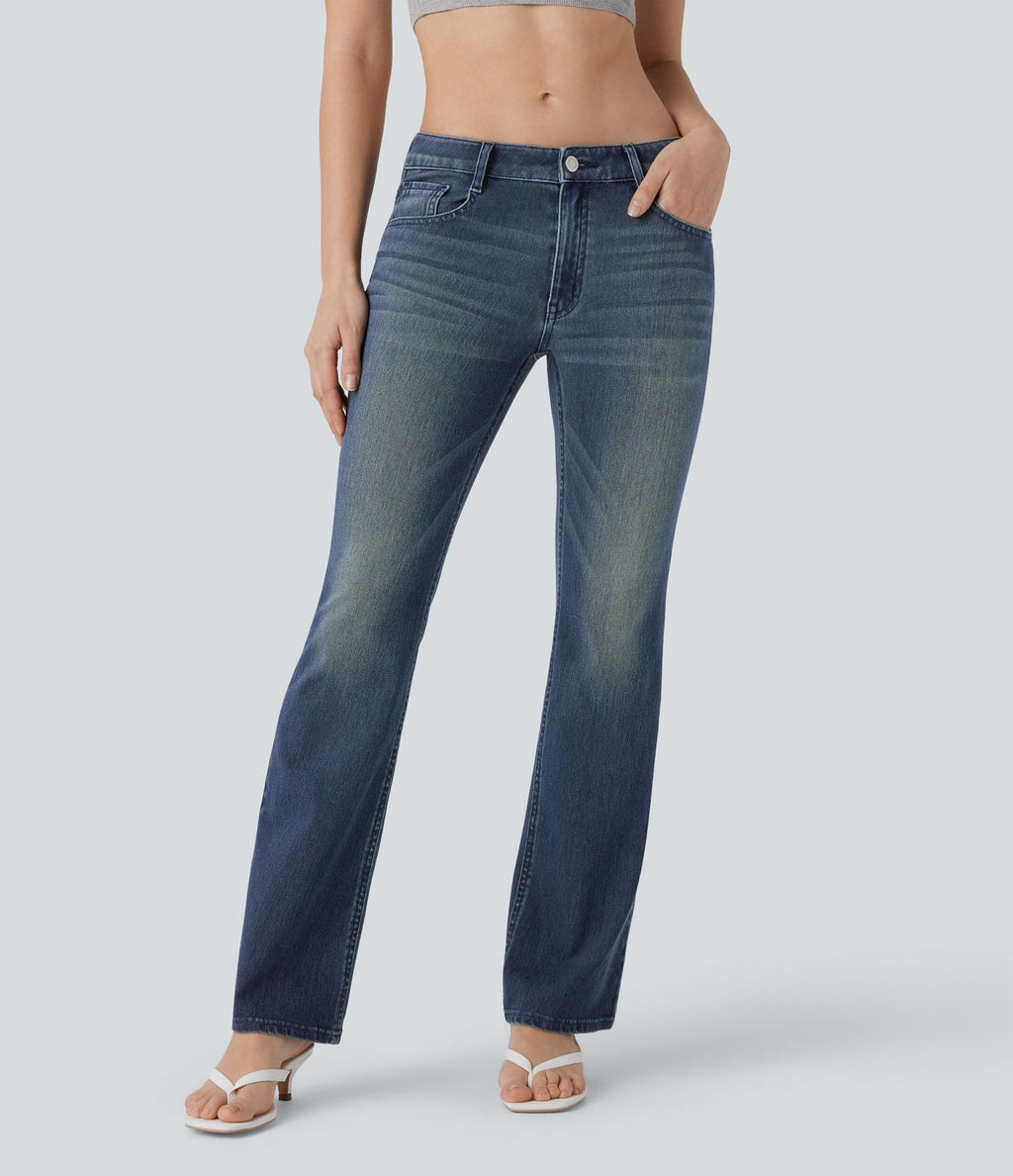 Jean bootcut délavé taille basse Halara Flex™ à poches multiples