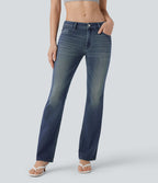 Jean bootcut délavé taille basse Halara Flex™ à poches multiples