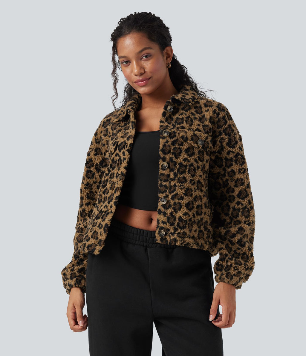 Veste décontractée en sherpa manches longues avec poches