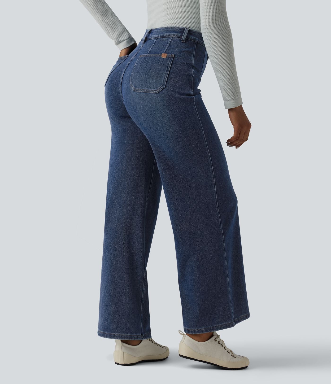 Jean large décontracté Halara Flex™ Curvy taille haute gainant avec poches