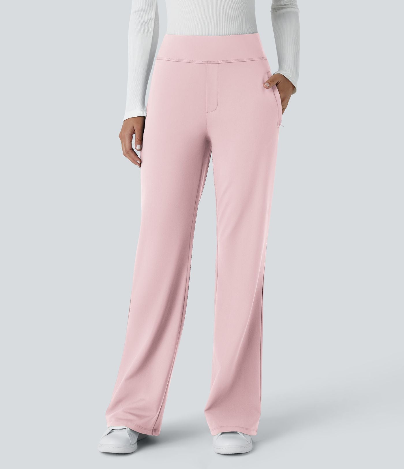 Pantalon tailleur évasé taille mi-haute Halara Flex™ DayStretch avec zip latéral et poches