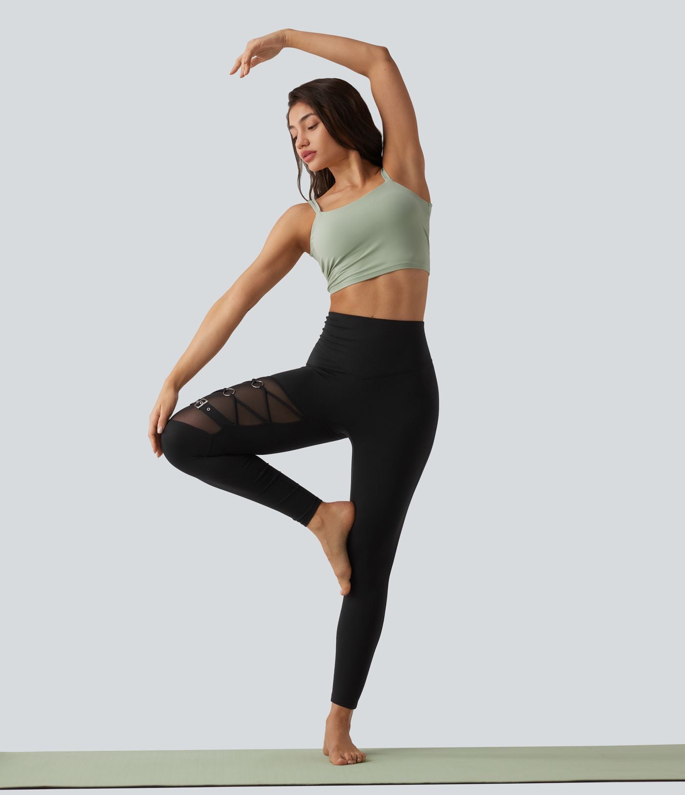 Halara UltraSculpt™ Legging de yoga 7/8 taille haute ventre plat avec maille respirante et boucle