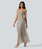 Robe nuisette longue fluide en tulle à pois pour demoiselle d'honneur et invitée de mariage