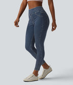 Halara Flex™ Jeggings casual 7/8 taille haute en lyocell drapé effet denim, avec poches