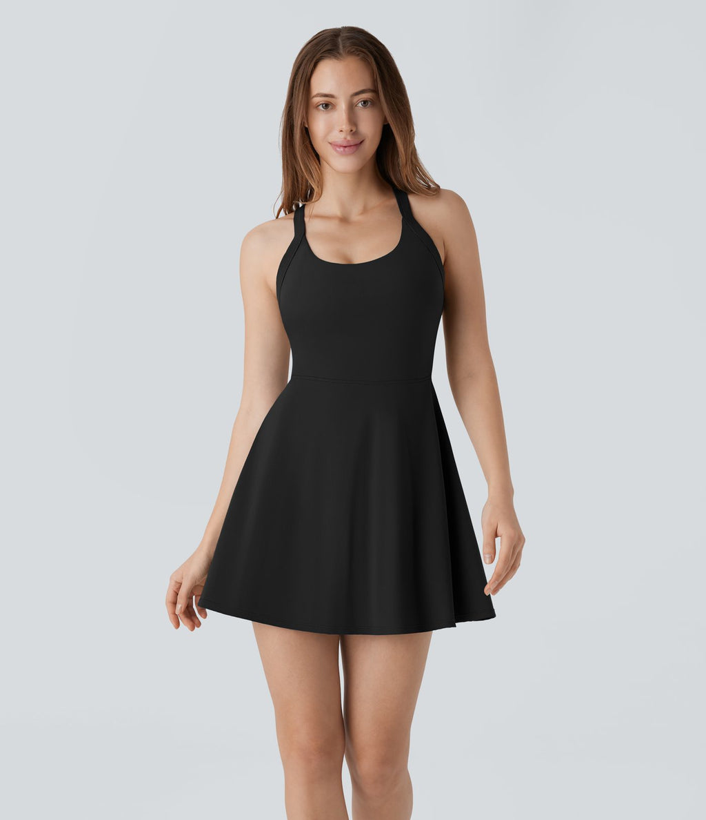 Softlyzero™ Airy Robe de yoga dos nu avec torsade effet fraîcheur et short intégré - Version Easy Peasy