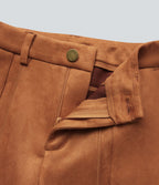 Pantalon cargo équestre en suède, taille haute, avec poches