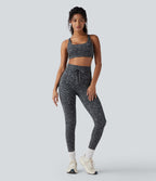 Legging de yoga taille haute imprimé léopard avec cordon de serrage Halara UltraSculpt™ et poches