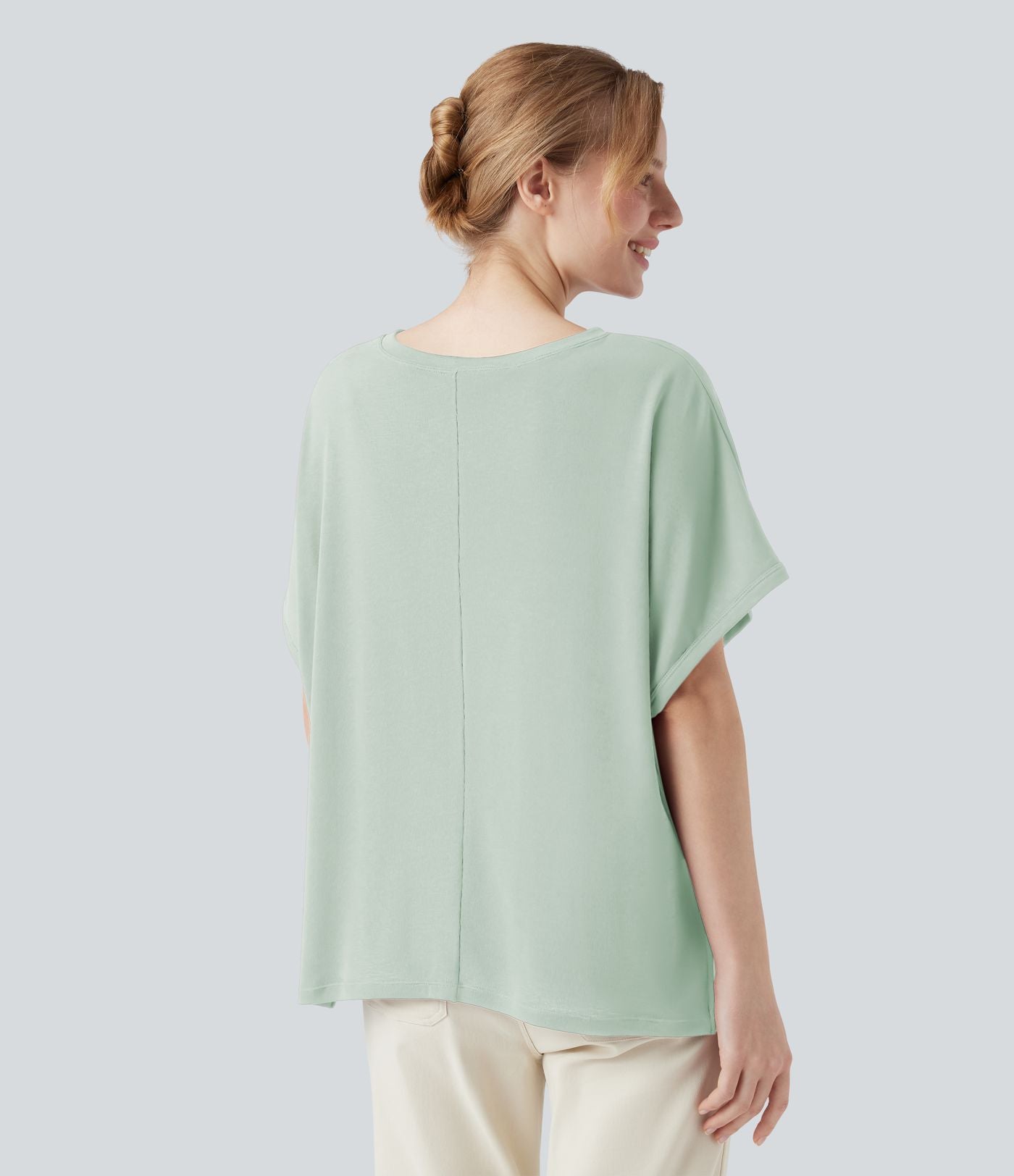 T-shirt col rond manches chauve-souris coupe décontractée