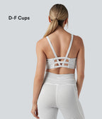 Brassière de sport yoga soutien léger col U découpes à rayures bonnets E-G
