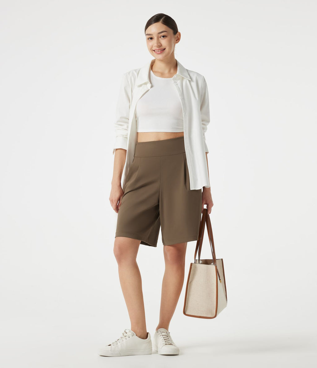 Short tailleur baggy DayStretch taille haute 22,5 cm avec poches