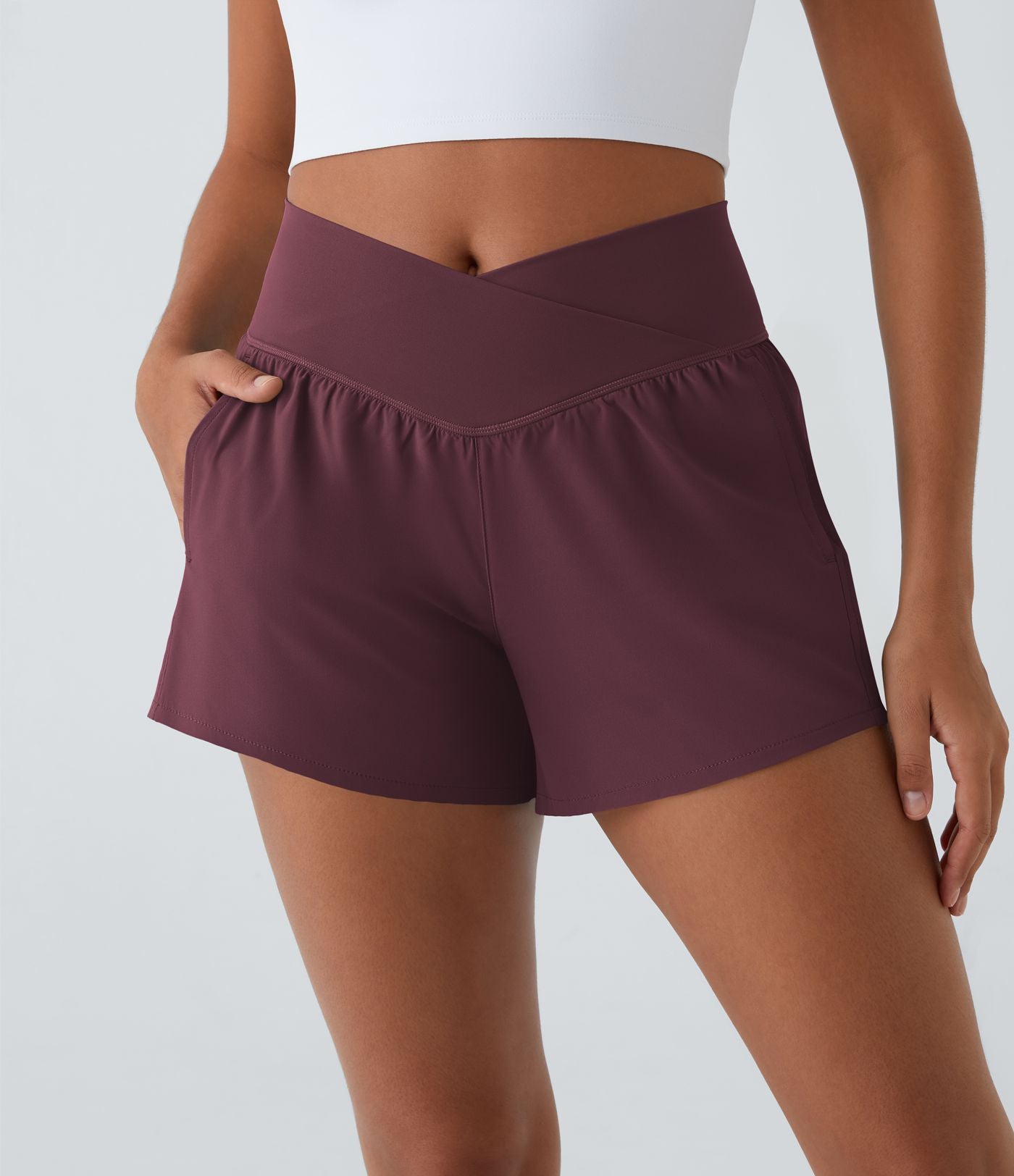 Breezeful™ Shorts 10cm Yoga Séchage Rapide 2 en 1 Taille Haute Poches Latérales Croisées
