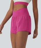 Short de yoga 2-en-1 SoftlyZero™ Airy croisé taille haute 7,5 cm effet frais InstantCool avec poches