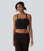 OneForm Seamless Flow Caraco de yoga crop froncé à dos croisé avec brassière intégrée sans couture