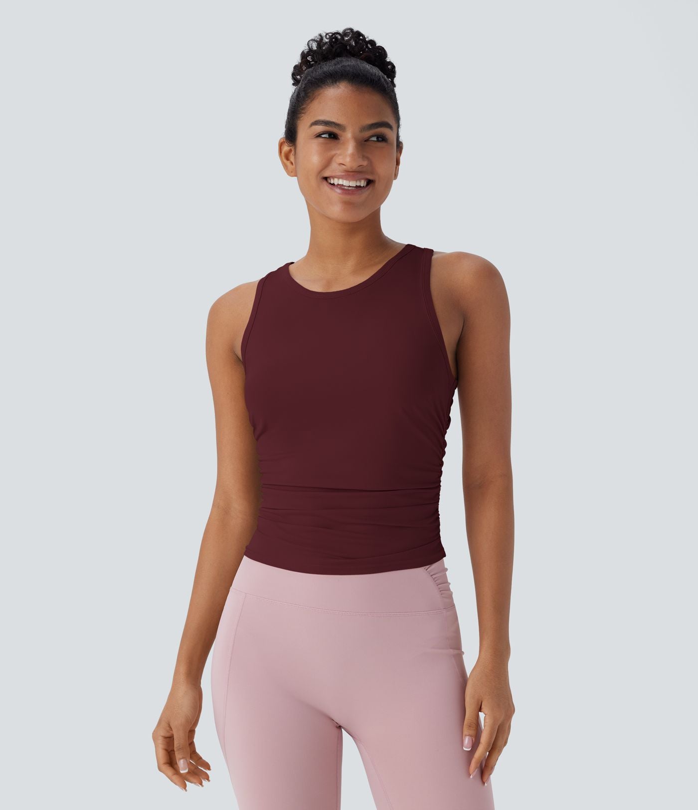 Débardeur de yoga dos nageur froncé col rond