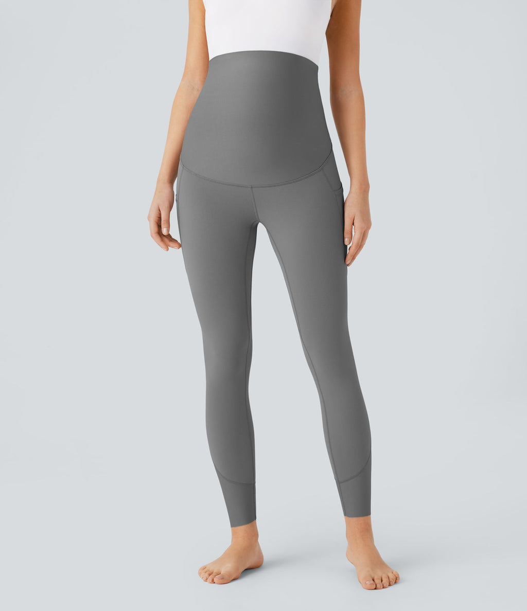 Legging de yoga de maternité Softlyzero™ 7/8 ultra taille haute avec poches latérales et dos croisé - Protection UV UPF50+