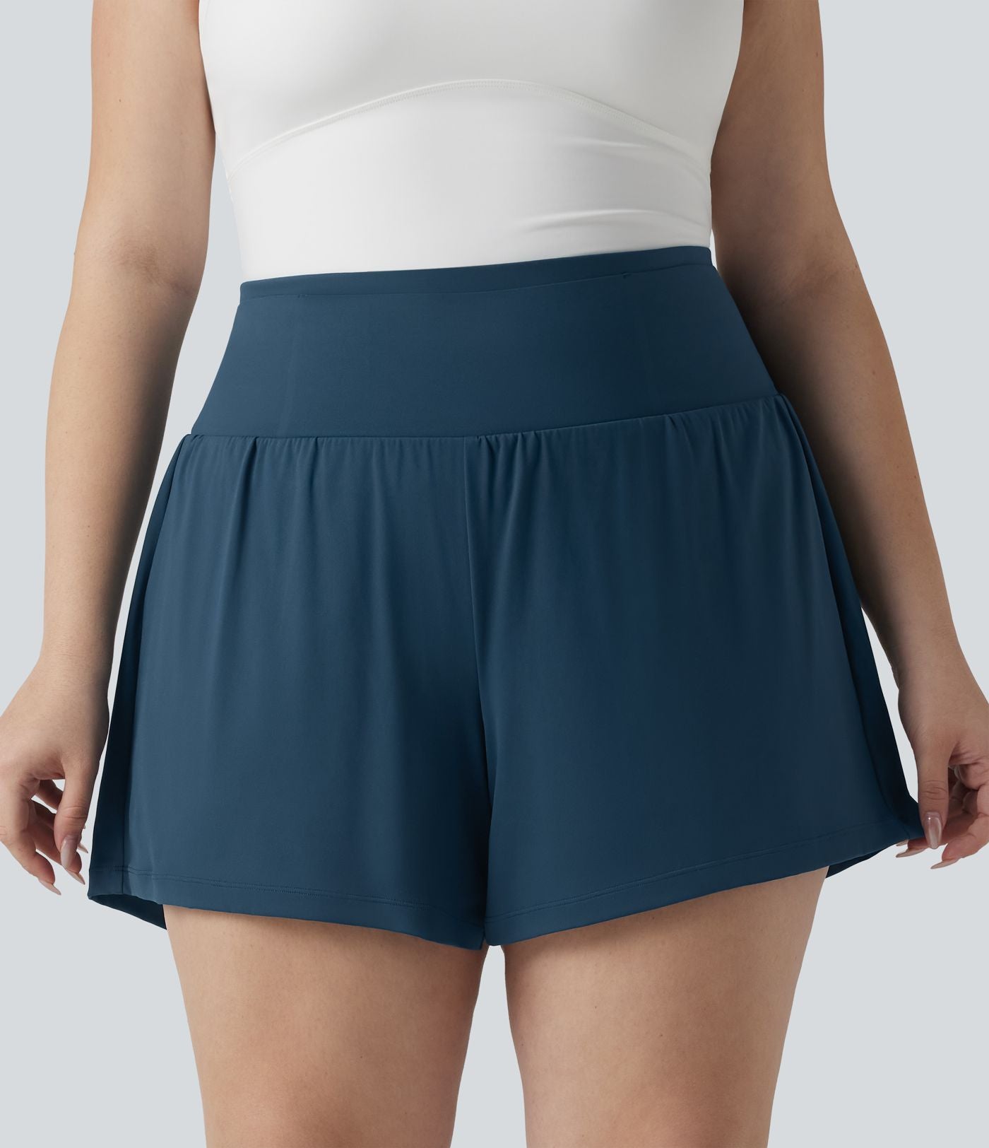 Short de yoga SoftlyZero™ Airy grande taille effet gainant 2-en-1 effet frais, entrejambe 13cm taille haute avec poches