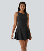 Robe Sport de Danse Mini 2 en 1 Dos Drapé à Crochet G avec Poches Latérales