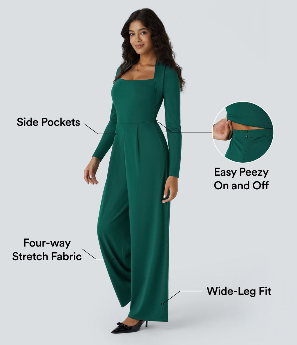 Combinaison de cérémonie à manches longues, coupe large avec poches latérales et zip invisible - Édition Easy Peasy