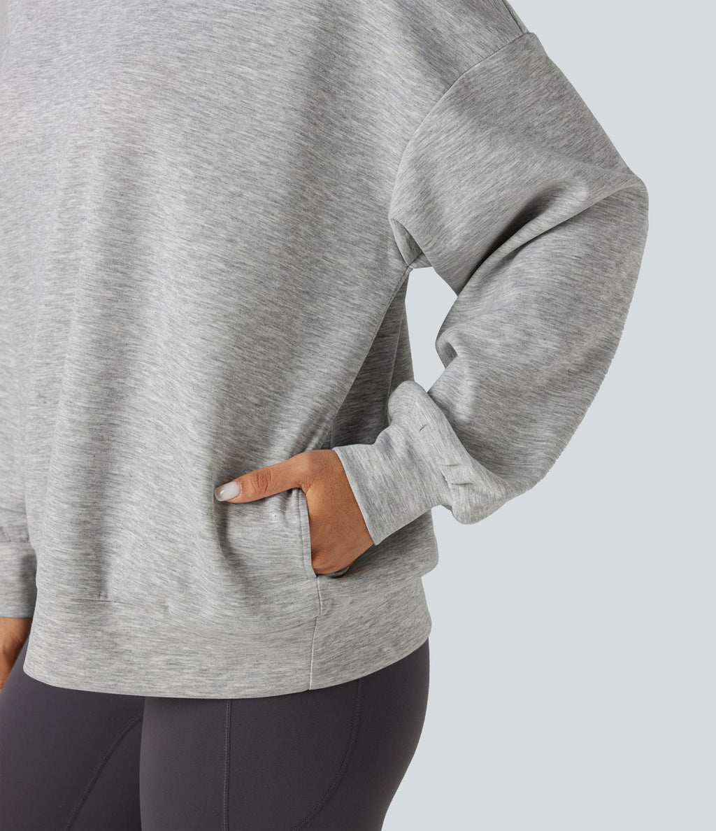 Sweat-shirt col rond manches longues coupe décontractée avec poches