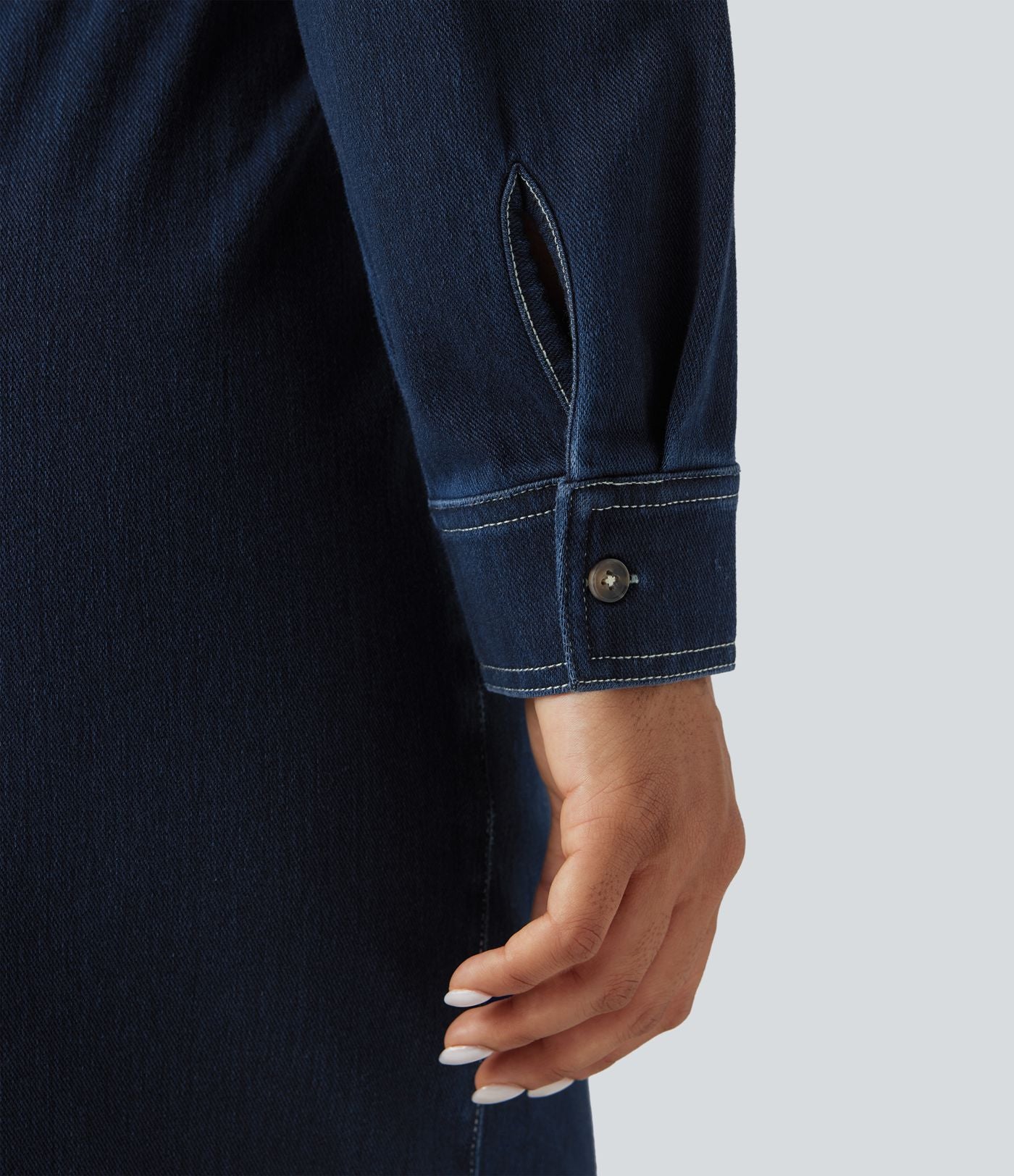 Combinaison denim délavé Halara Flex™ jambes larges manches longues avec cordon de serrage et poches - Édition Easy Peasy