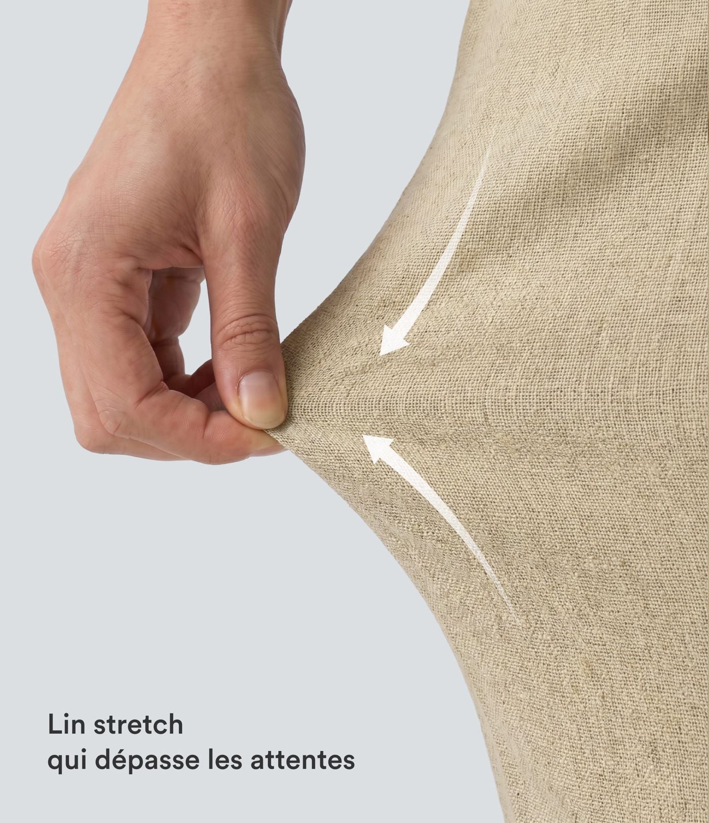 Pantalon taille haute casual en lin stretch coupe droite avec poches