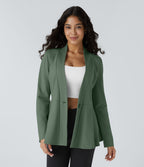 Veste péplum de travail col en V avec un bouton