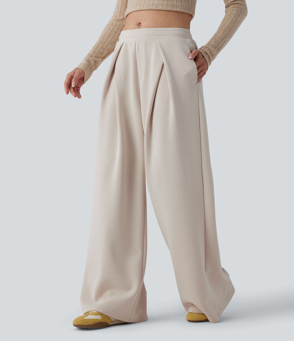 Pantalon décontracté SpacerTek™ baggy taille mi-haute, dos croisé avec cordon de serrage et poches