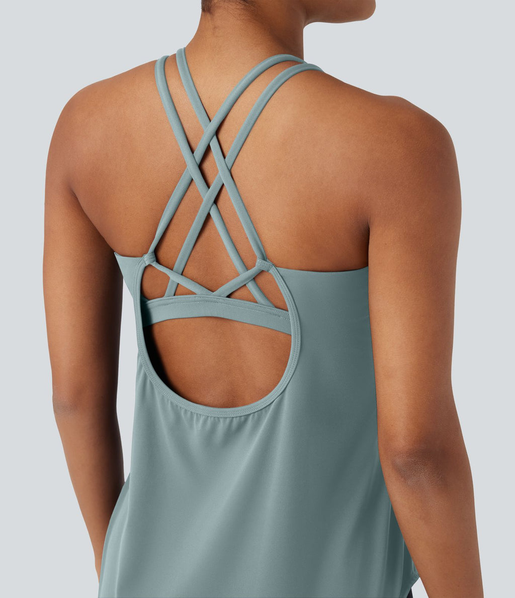 Débardeur running Halara UltraSculpt™ col rond dos croisé bonnets E-G