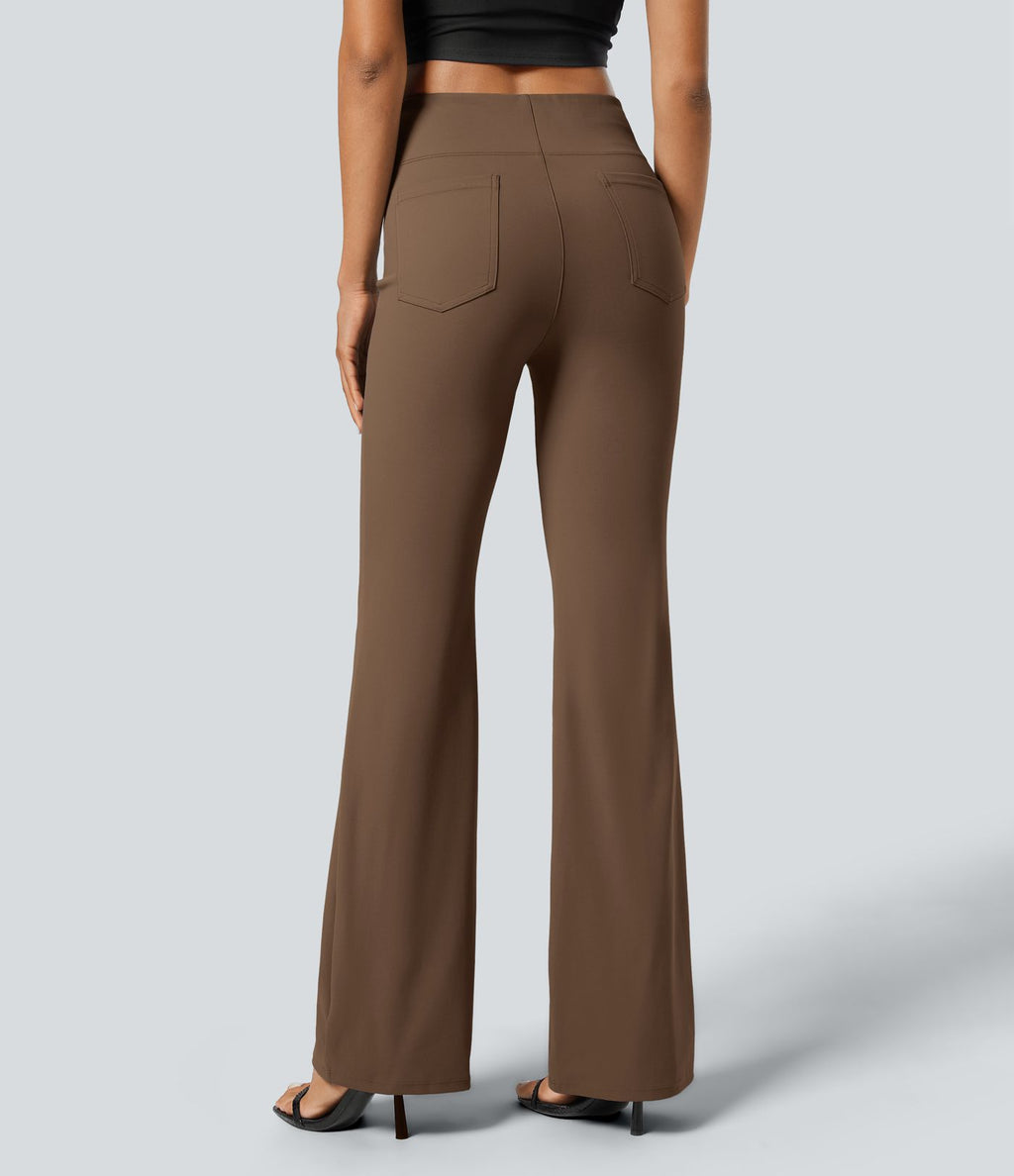 Pantalon tailleur légèrement évasé taille haute avec poches arrière Halara Flex™