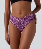 Bas de bikini léopard taille haute croisé