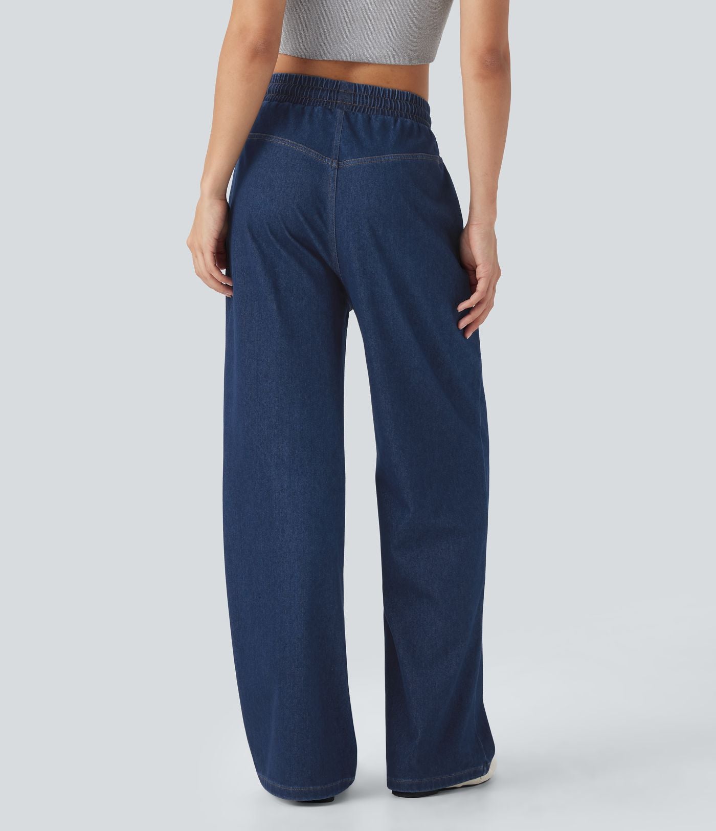 Jean Halara Flex™ taille haute large à cordon de serrage en maille extensible effet frais InstantCool avec poches