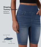 Halara Flex™ Short en denim taille haute ventre plat 22,8 cm avec poches