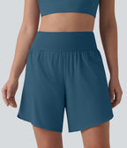 SoftlyZero™ QuickDry Short running 2-en-1 gainant taille haute à pois réfléchissants et ourlet croisé 17,5 cm avec poches