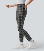 Halara Flex™ Pantalon skinny tailleur taille haute à motif pied-de-poule avec poches arrière