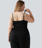 Combinaison grande taille chinée à jambes larges avec détails froncés, poches, coussinets amovibles et accès facile Easy Peasy