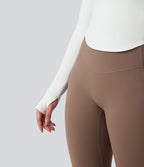 Haut de sport yoga col rond à manches longues avec passants pouces et ourlet arrondi sans couture Seamless Flow