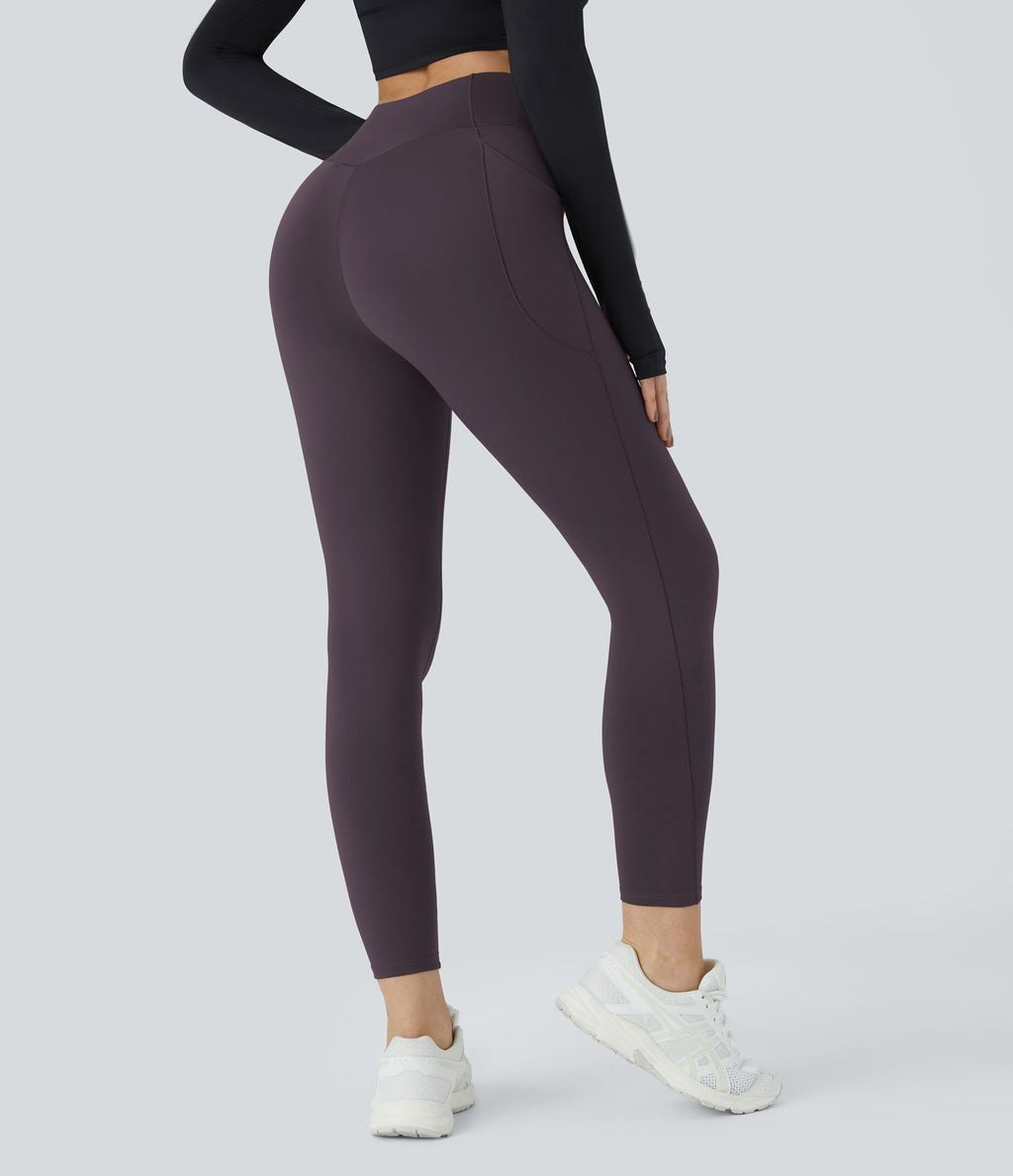 Softlyzero™ Polaire Legging Yoga à Taille Haute Thermique Croisée avec Poches Latérales