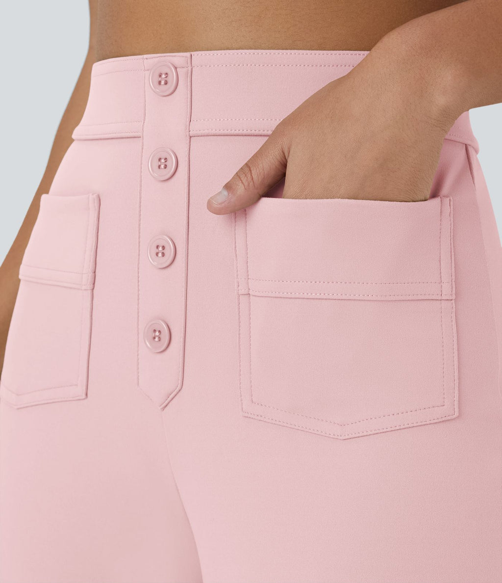 Pantalon taille haute coupe droite DayStretch avec poches